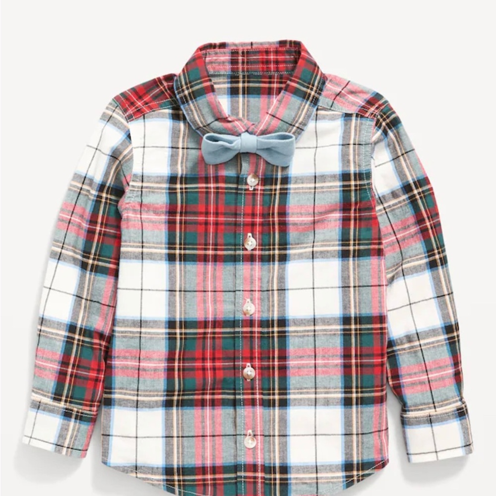 Old Navy Plaid Shirt with Bow-Tie